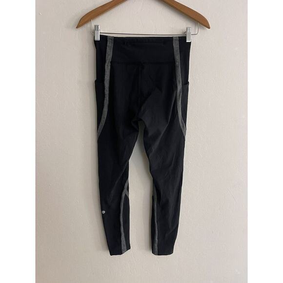 Lululemon sz 6 Wild Twist 7 / 8 Tight Black & Heather Gray 25 Leggings - Picture 6 of 15